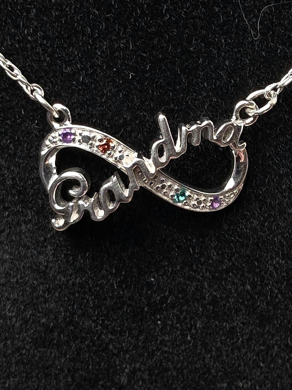 925 TJ Silver 'Grandma' Infinity 20" Necklace with Multicolor Accent Stones
